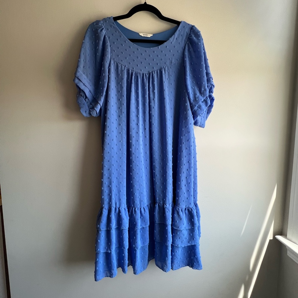 NIVU Blue Textured Maternity Dress S